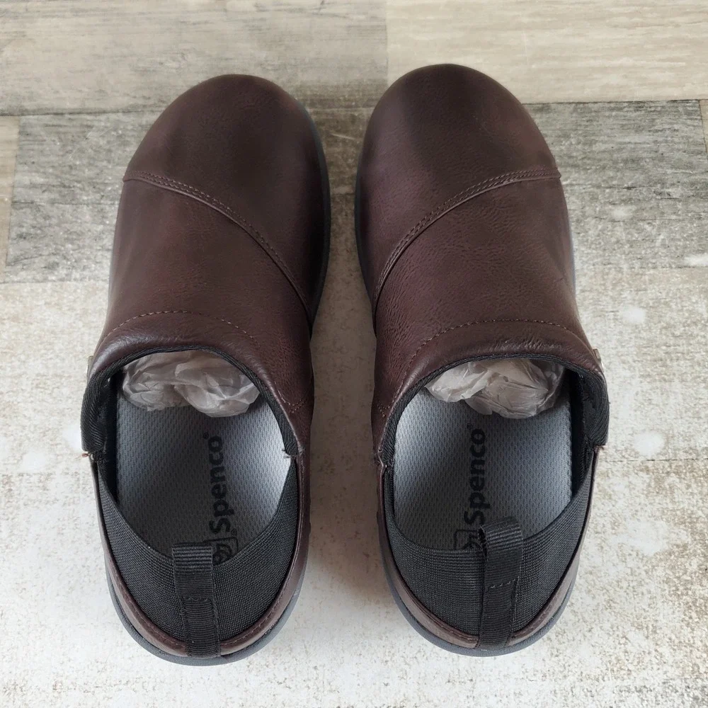 Spenco Brooklyn Convertible Women Shoe Sz 5 W Brown Leather Elastic Gore Slip On